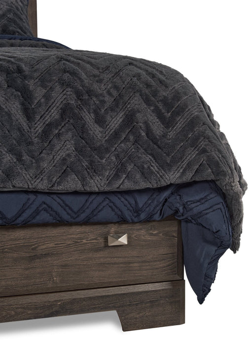 Yorkdale 6-Drawer Platform Bed with Headboard & Storage Frame, Made in Canada, Grey - Queen Size