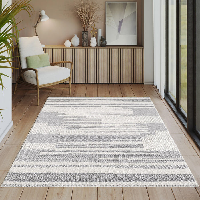 Rhodes Checkered Grey Area Rug - 7'11\" x 10'10\"