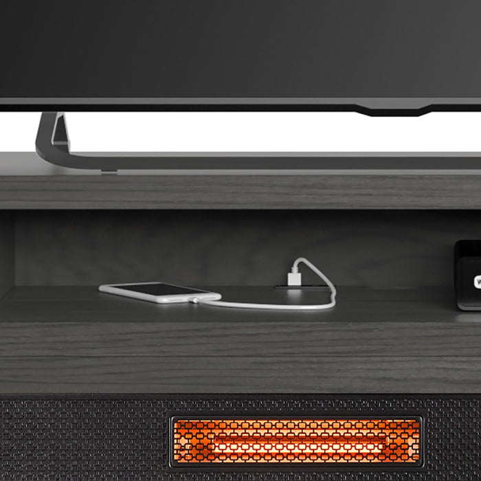 Breya 64\" Modern Electric Fireplace TV Stand with Storage & USB Charging for TVs up to 70\"- Grey
