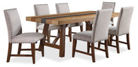 Boden 7pc Dining Set with Table & 6 Nailhead Trim Chairs, Trestle Base, 78