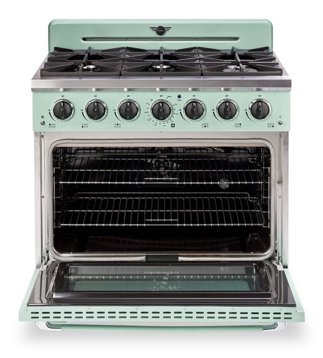 Classic Retro by Unique 36\" 5.2 Cu. Ft. 6-Burner Gas Range with Convection - Summer Mint Green - UGP-36CR LG