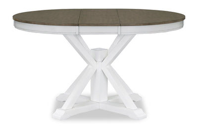 Brook Dining Table with 42-54"W Extension, Round - White/Brown | Table de salle à manger ronde Brook de 42 po à 54 po (L) avec rallonge - blanche et brune
