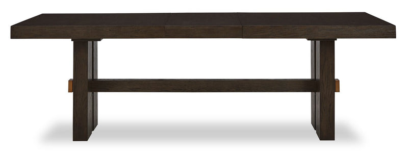 Metro 5pc Dining Set with Table & 4 Chairs; 72-90\"W Extension, Trestle Base - Brown