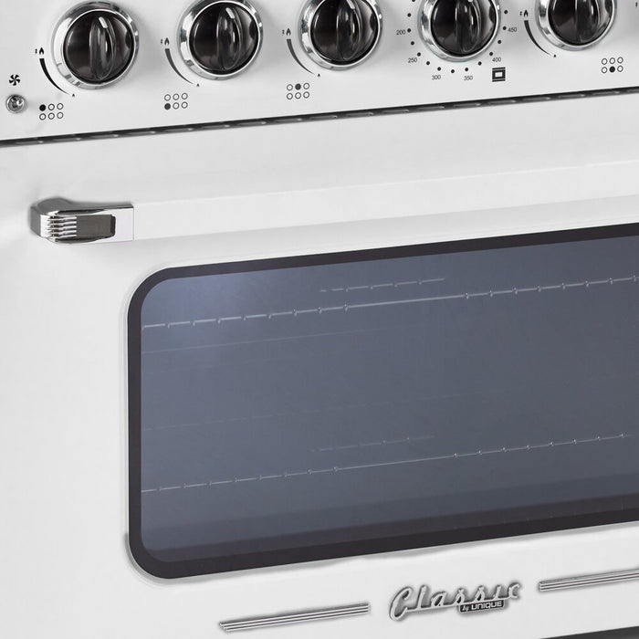 Classic Retro by Unique 36\" 5.2 Cu. Ft. 6-Burner Gas Range with Convection - Marshmallow White - UGP-36CR W