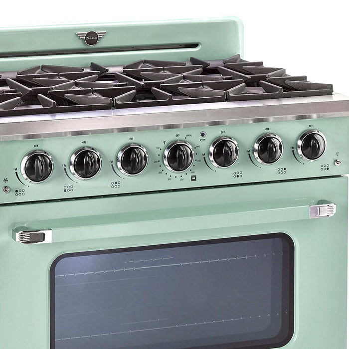 Classic Retro by Unique 36\" 5.2 Cu. Ft. 6-Burner Gas Range with Convection - Summer Mint Green - UGP-36CR LG