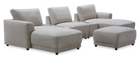 Voyage Modular 6-Piece Left-Facing Fabric Sectional with Console and Ottoman – Beige
