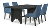 Emery 5pc Dining Set with Table & 4 Chairs, Wood, 72-96\"W Extension - Black & Blue