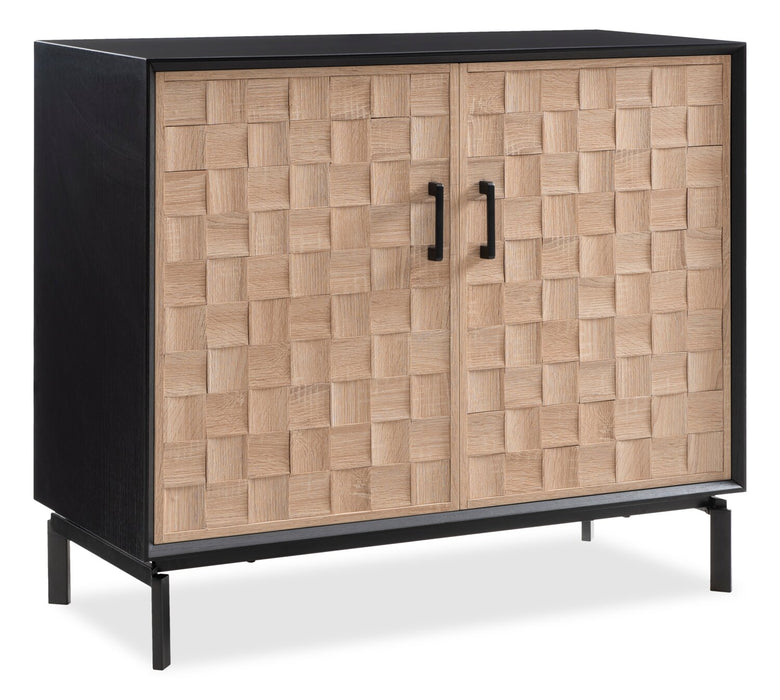 Alenna 36\" 2-Door Accent Cabinet - Black with Weathered White Doors