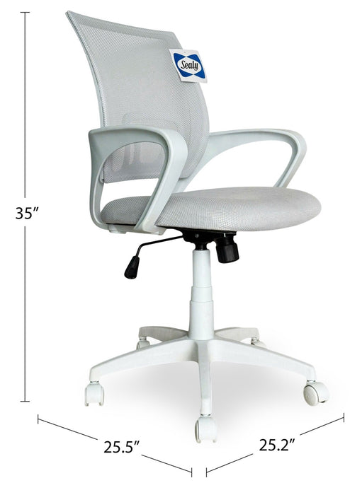 Sealy® Raven 25.2” Adjustable Ergonomic Office Chair with Mesh Padding - White