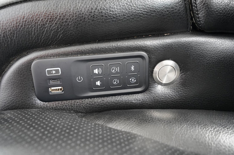 Elite 38\" Genuine Leather Massage Power Reclining Chair with Immersive Audio and Power Headrest - Black