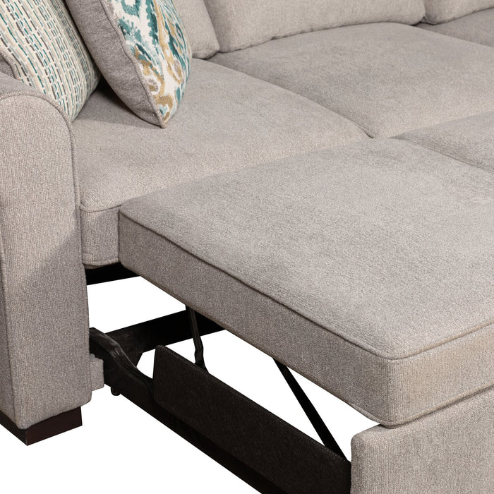 Scott Living Haven 4-Piece Left-Facing Chenille Fabric Sleeper Sectional with Storage Chaise - Grey