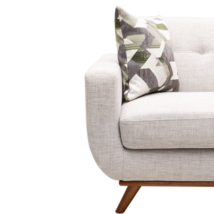 Kort & Co. Freeman 80” Linen-Look Fabric Condo Size Sofa with Wood Legs - Dove White