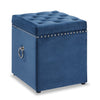 Yukon 17\" Square Velvet Storage Ottoman - Navy