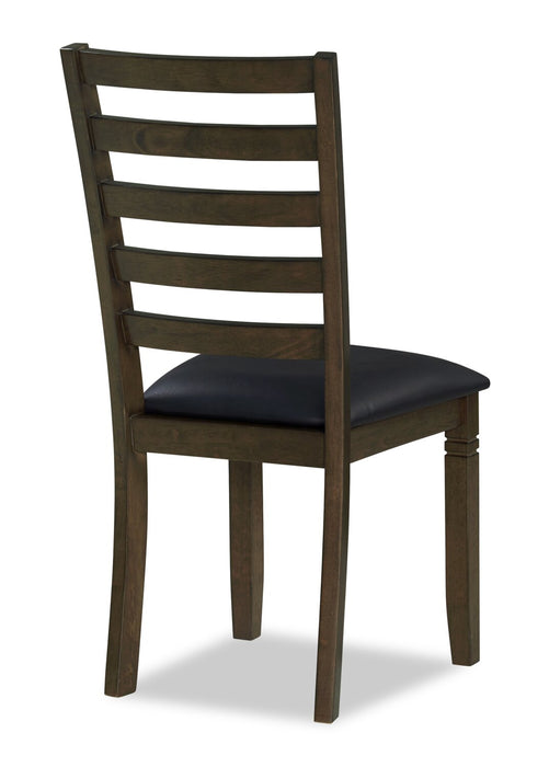 Devon Dining Chair with Vegan Leather Fabric, Wood - Dark Brown