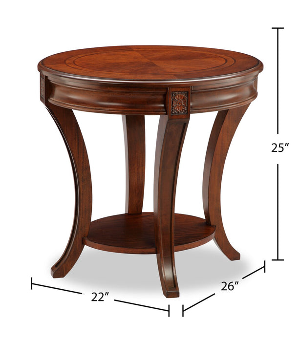 Kerwin 22\" Traditional Round End Table with Shelf - Cherry