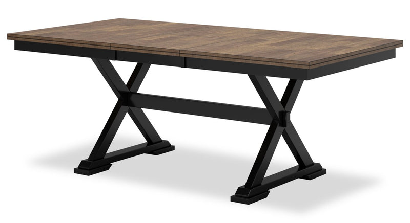 Raven 7pc Dining Package with 60-78\"W Extension Table & 6 Chairs - Two-Tone Black & Brown