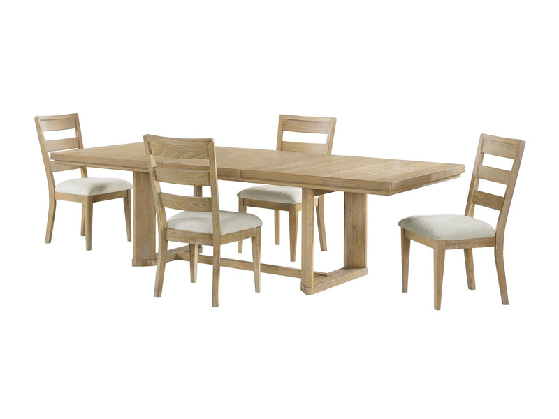 Aspen Dining Chair with Fabric Seat, Slat-Back - Natural