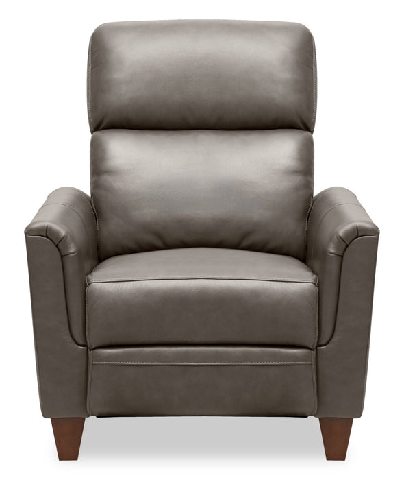 Bryce 35.5\" Top-Grain Genuine Leather Power Reclining Chair with Power Headrest - Grey