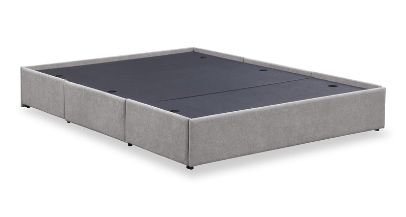 Amos Upholstered Storage Bed in Grey Fabric with Channelled Headboard & 3 Built-in Drawers - King Size