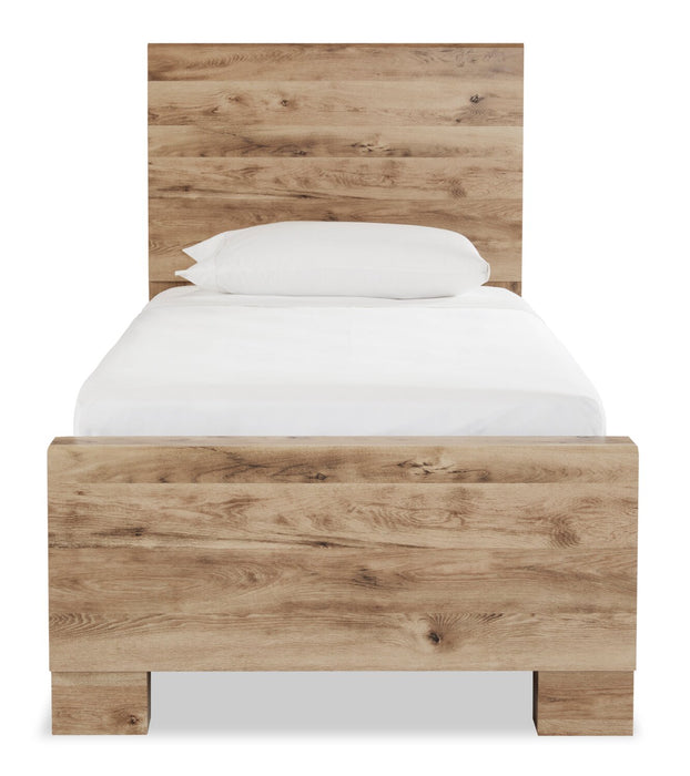 Derekson Storage Bed with 2 Built-In Side Drawers for Kids, Natural - Twin Size