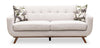 Kort & Co. Freeman 80” Linen-Look Fabric Condo Size Sofa with Wood Legs - Dove White