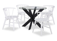 Remi 5pc Dining Set with Table & 4 Spindle-Back Chairs, Glass & Wood, 42