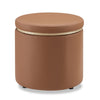 Manitoba Round Faux Leather Storage Ottoman - Brown