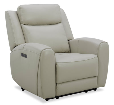 Reign 41.25" Top-Grain Genuine Leather Power Reclining Chair with USB Port - Deltona Moonshine Taupe | Fauteuil à inclinaison électrique Reign de 41,25 po en cuir véritable de qualité supérieure avec port USB - taupe clair de lune Deltona