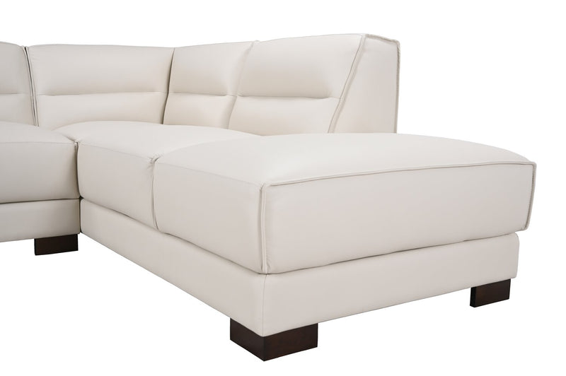 Citadel 3-Piece Right-Facing Top-Grain Genuine Leather Sectional with Wood Legs - Frost White