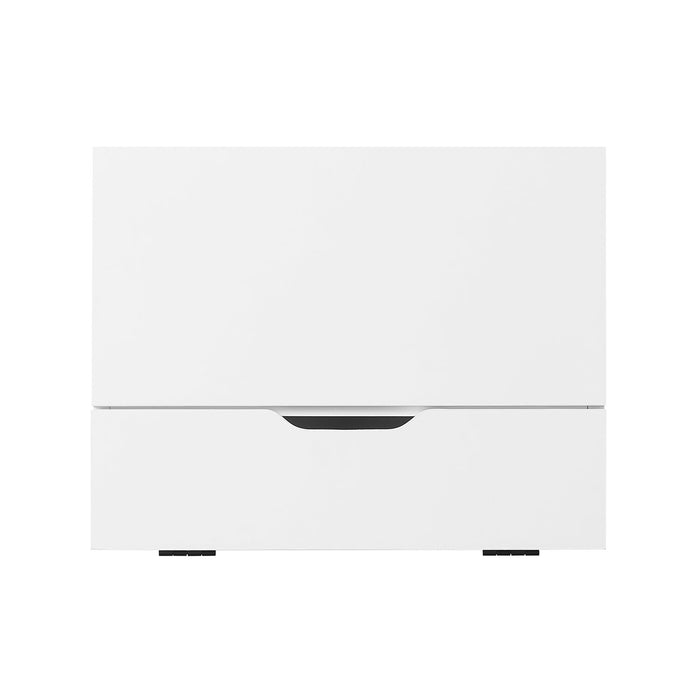 Akio Bedside 1-Drawer Nightstand with Lift-top Storage, 18\"W x 25.75\"H - White/Black