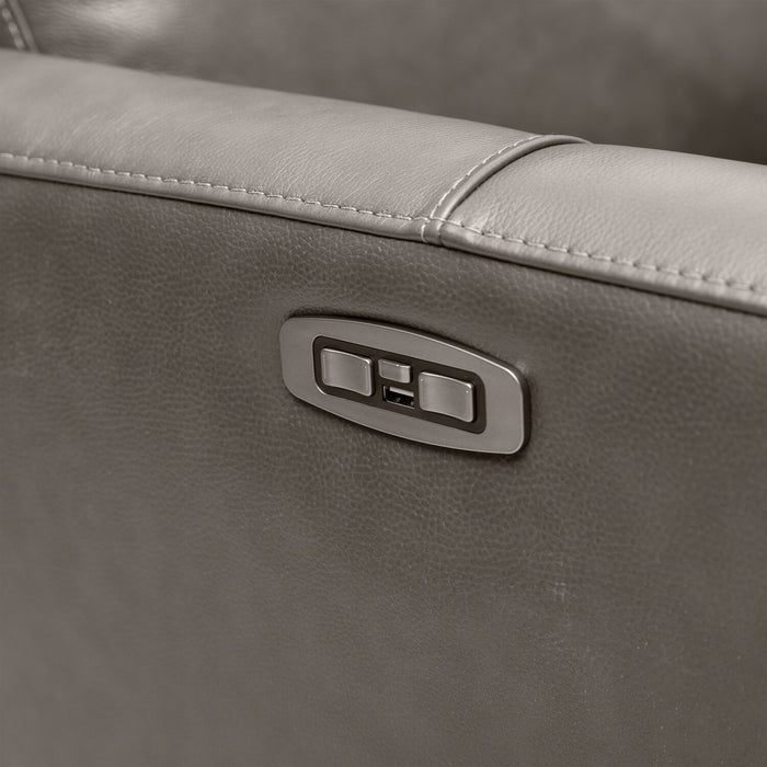 Bryce 35.5\" Top-Grain Genuine Leather Power Reclining Chair with Power Headrest - Grey