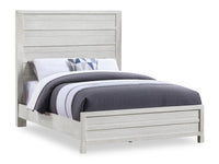 Haven Panel Bed with Headboard & Frame, White - Queen Size