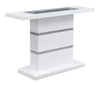 Garbo 47.25\" Glam Sofa Table – White and Silver with Glitter Accents