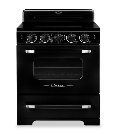 Classic Retro by Unique 30" 3.9 Cu. Ft. Induction Range - Midnight Black - UNQ-30CR IC B | Cuisnière à induction Classic Rétro par Unique de 30 po et de 3,9 pi3 - noir minuit - UNQ-30CR IC B | UNQ30ICB