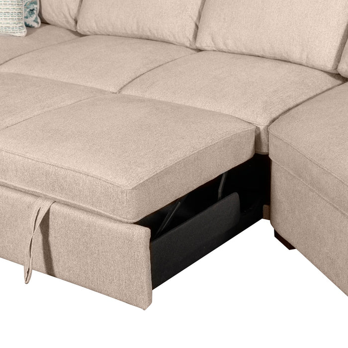 Scott Living Haven 3-Piece Right-Facing Chenille Fabric Cuddler Sleeper Sectional - Taupe