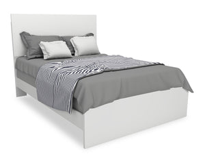 Riley Panel Bed with Headboard & Frame for Kids, Made in Canada, White - Full Size