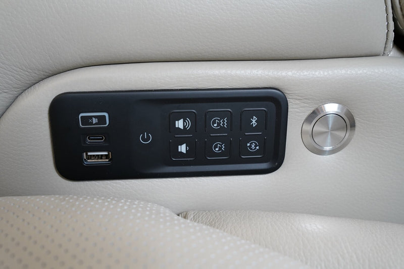 Elite 38\" Genuine Leather Massage Power Reclining Chair with Immersive Audio and Power Headrest - Putty