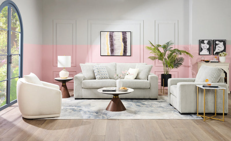 Willow 87\" Light Grey Fabric Sofa with Track Arms and Reversible Seat and Back Cushions