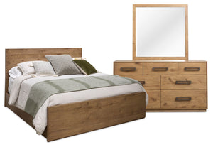 Henri 5pc Bedroom Set with Bed, Dresser & Mirror, Wood, Brown - King Size