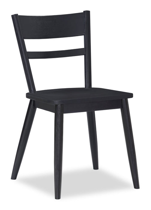 Remi 5pc Dining Set with Table & 4 Ladder-Back Chairs, Glass & Wood, 42\"W Round - Black