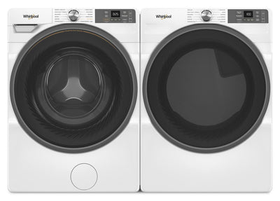 Whirlpool 5.2 Cu. Ft. Smart Front-Load Washer and 7.4 Cu. Ft. Electric Dryer - White | Laveuse intelligente à chargement frontal de 5,2 pi³, sécheuse électrique de 7,4 pi³ de Whirlpool - blanches | WHFL57RW