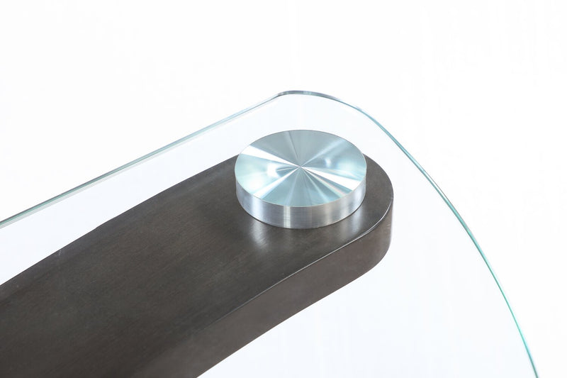 Jorja 23.25\" Modern Glass Top End Table - Brown with Bentwoood Legs