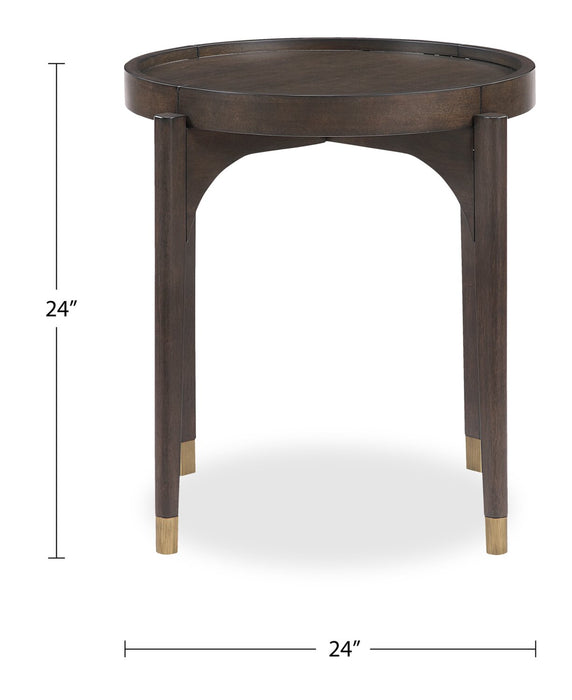 Neeva 24\" Modern Round End Table - Dark Brown Birch