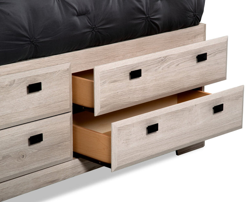 Yorkdale 12-Drawer Platform Bed with Headboard & Storage Frame, Made in Canada, White - Full Size