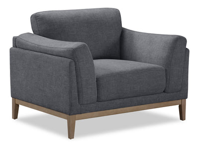 Valley 44" Fabric Chair with Rubberwood Base and Legs - Pewter | Fauteuil Valley de 44 po en tissu avec base et pattes en hévéa - étain