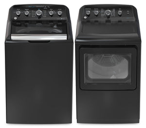 GE 4.9 Cu. Ft. Top Load Washer and 7.2 Cu. Ft. Electric Dryer – Diamond Grey