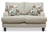 Made in Canada Nofia 58\" Chenille Fabric Loveseat with Two Accent Pillows and Wood Legs - Linen Beige