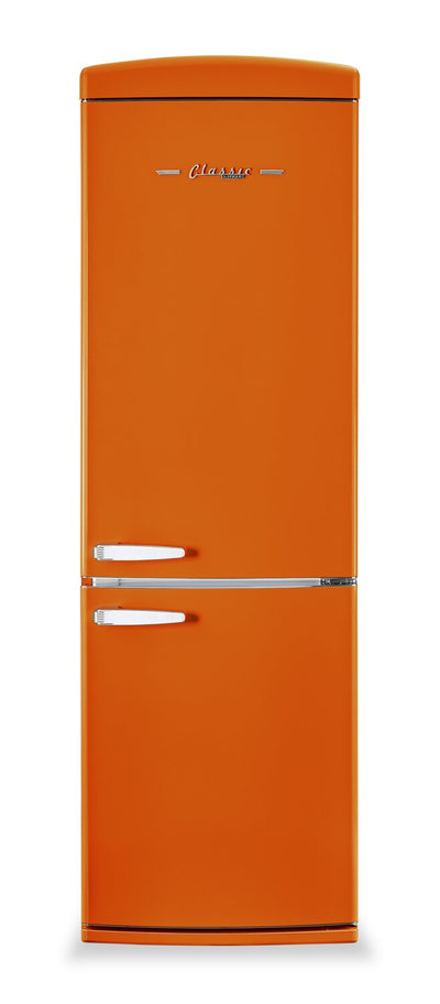 Classic Retro by Unique 24" 12 Cu. Ft. Bottom-Freezer Refrigerator - Creamsicle Orange - UGP-340L O AC | Réfrigérateur rétro Classic Rétro par Unique de 24 po et de 12 pi3 à congélateur inférieur sans givre - orange creamsicle - UGP-340L O AC | U340LOAC