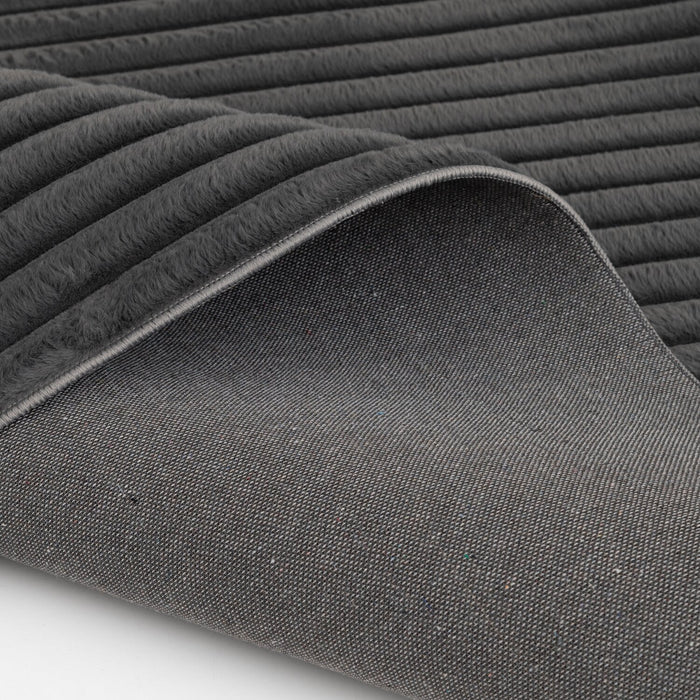 Faux Fur Channel Dark Grey Area Rug with Memory Foam Backing - 5' x 7'