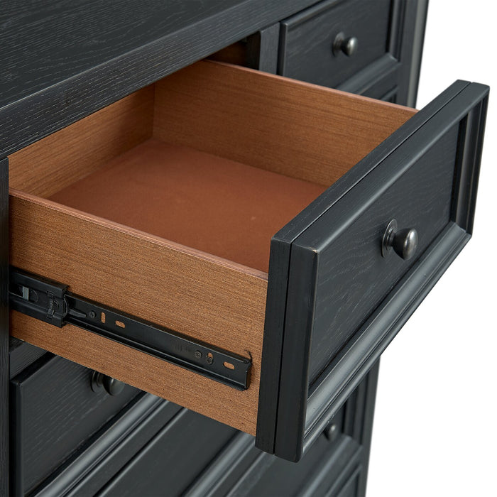 Casa Bedroom Chest of Drawers, 6-Drawer, 39\"W x 52\"H, Wood - Black